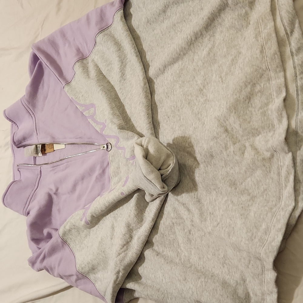 VS PINK quarter zip lilac/gray pullover XL nwt